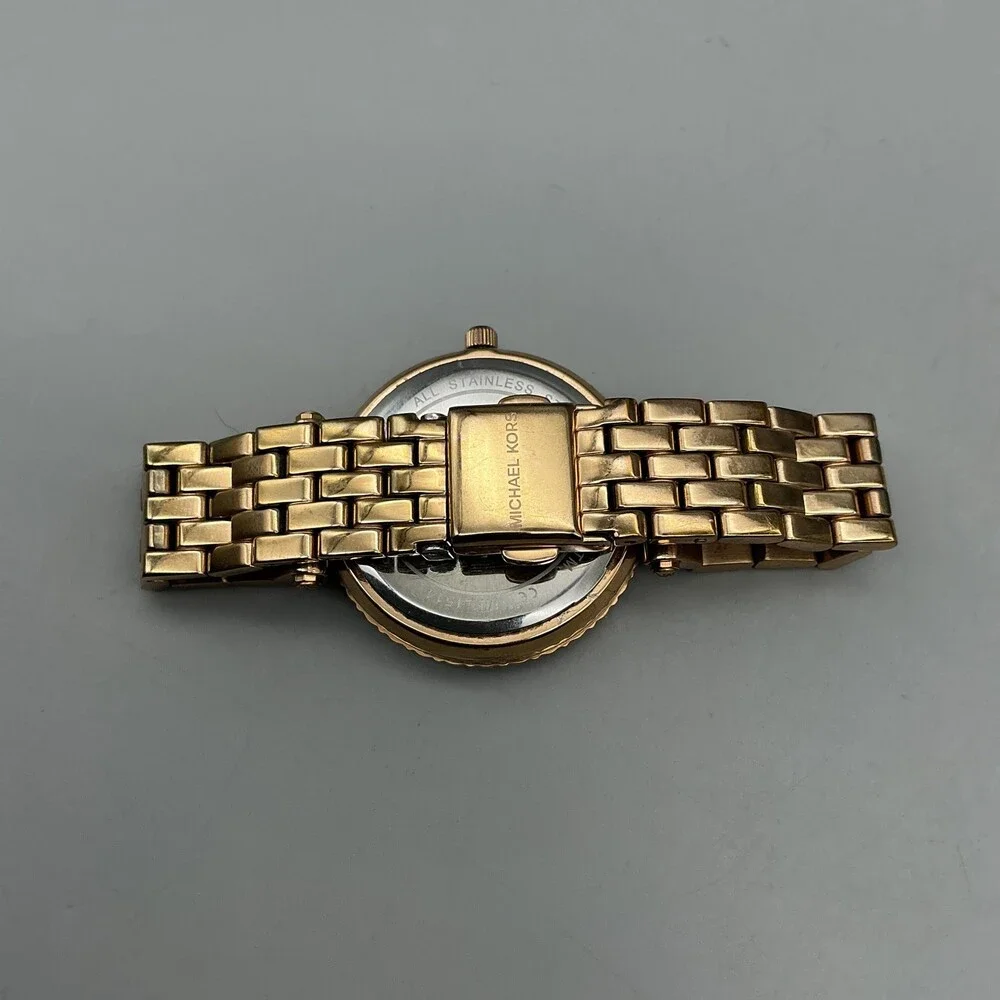 Michael Kors MK-4514 Womens Watch 34mm Rose Gold Tone Crystals New Battery 6